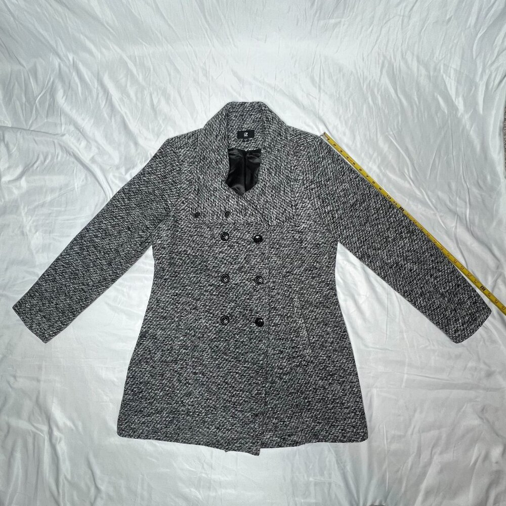 IZ Byer XL Women's Black/White/Gray Double Breasted Winter Peacoat with Collar